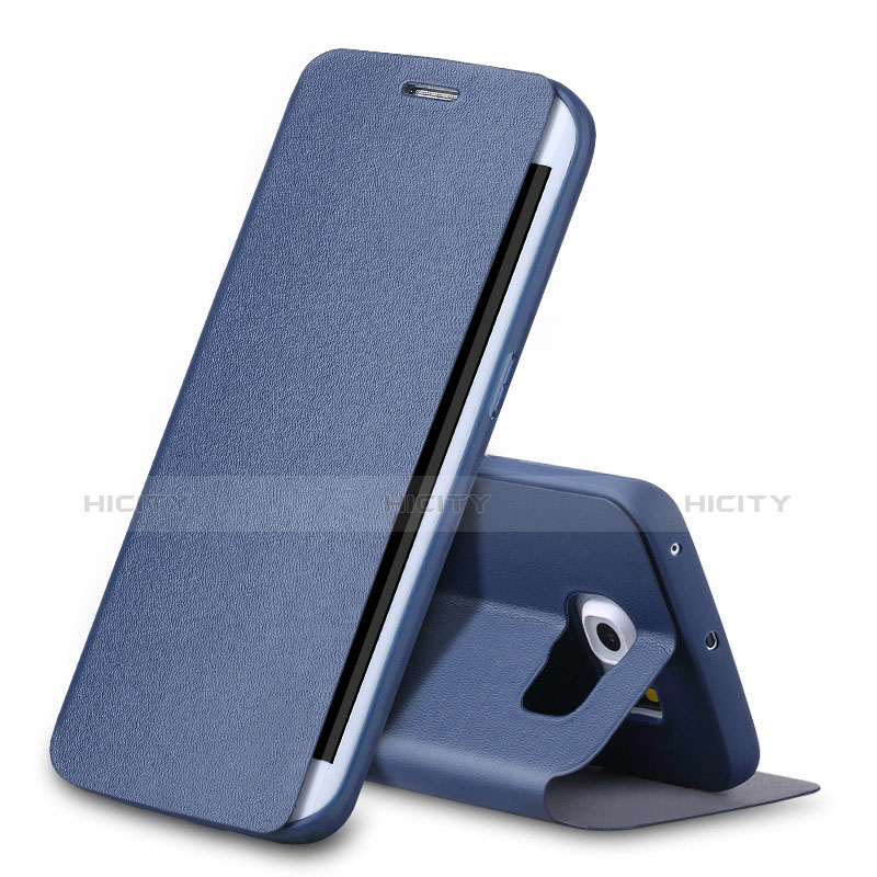 Handytasche Stand Schutzhülle Leder für Samsung Galaxy S6 Edge SM-G925 Blau Plus