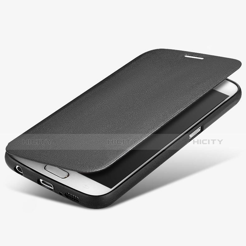 Handytasche Stand Schutzhülle Leder für Samsung Galaxy S6 SM-G920 Schwarz Plus