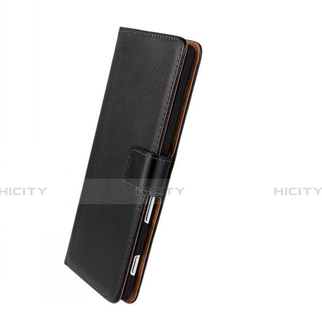 Handytasche Stand Schutzhülle Leder für Sony Xperia T3 Schwarz groß