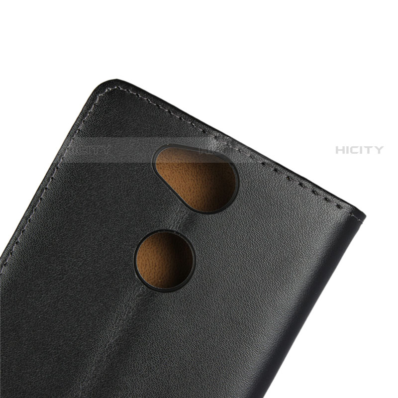 Handytasche Stand Schutzhülle Leder für Sony Xperia XA2 Plus Schwarz groß