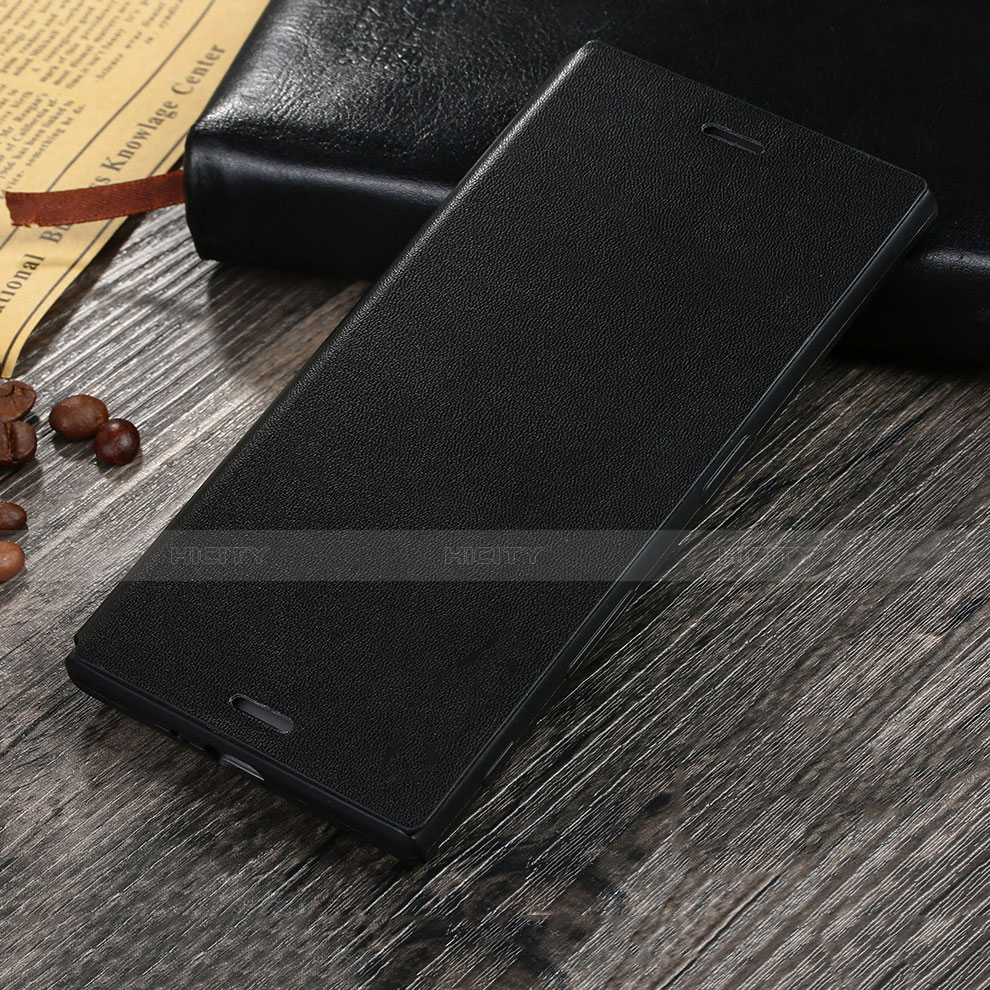 Handytasche Stand Schutzhülle Leder für Sony Xperia XZ Schwarz groß