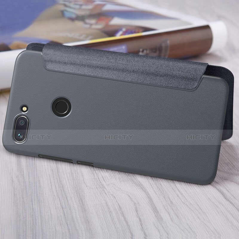 Handytasche Stand Schutzhülle Leder für Xiaomi Mi 8 Lite Grau groß