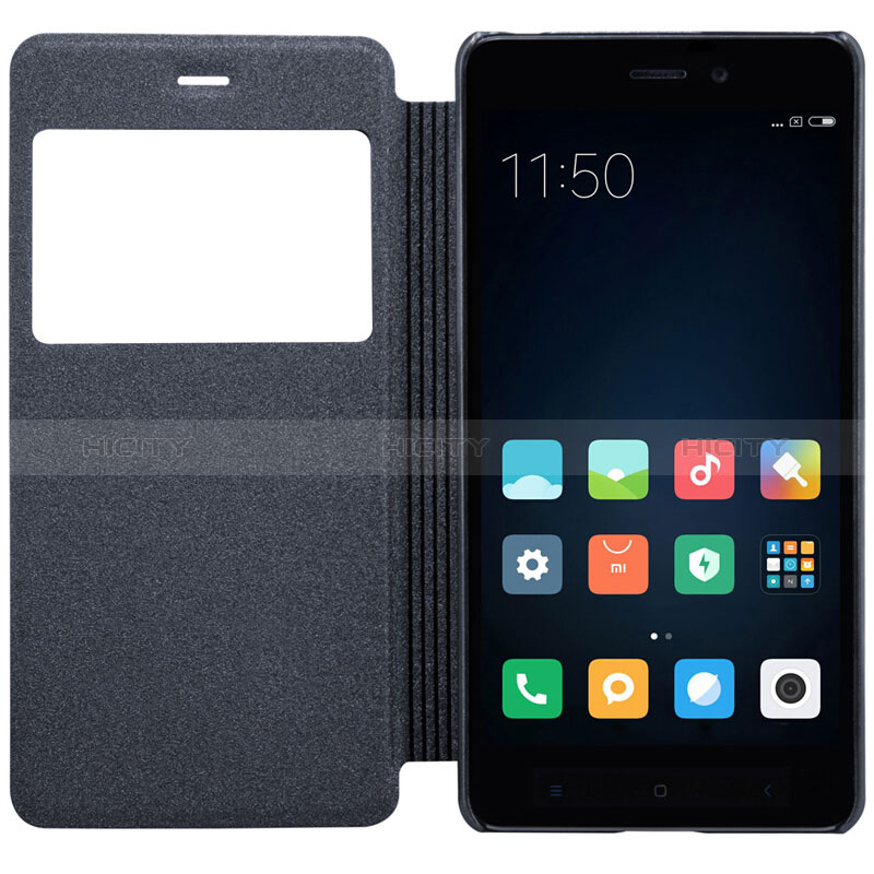 Handytasche Stand Schutzhülle Leder für Xiaomi Redmi 4 Standard Edition Schwarz groß