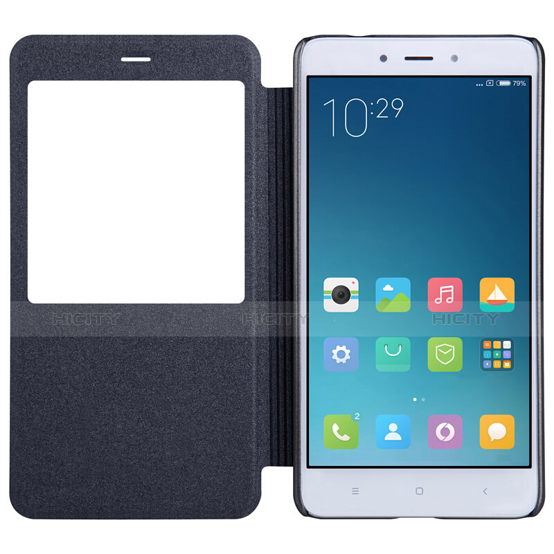 Handytasche Stand Schutzhülle Leder für Xiaomi Redmi Note 4 Schwarz