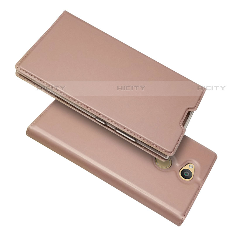 Handytasche Stand Schutzhülle Leder Hülle für Sony Xperia L2 Rosegold Plus