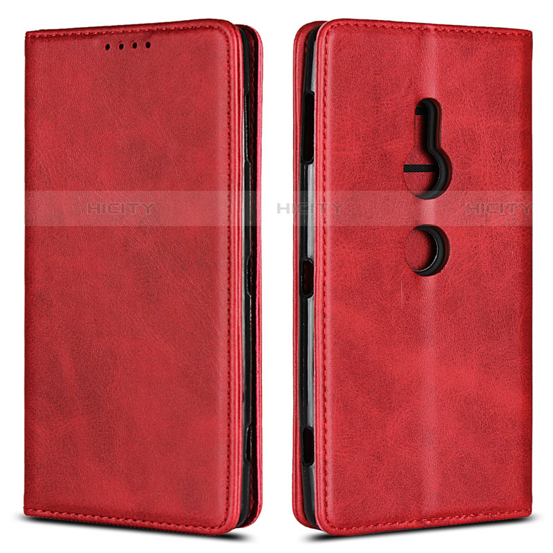 Handytasche Stand Schutzhülle Leder Hülle L02 für Sony Xperia XZ2 Rot Plus