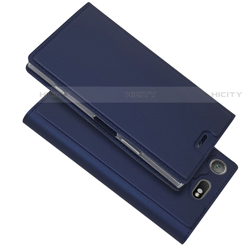 Handytasche Stand Schutzhülle Leder Hülle L05 für Sony Xperia XZ1 Compact Blau Plus
