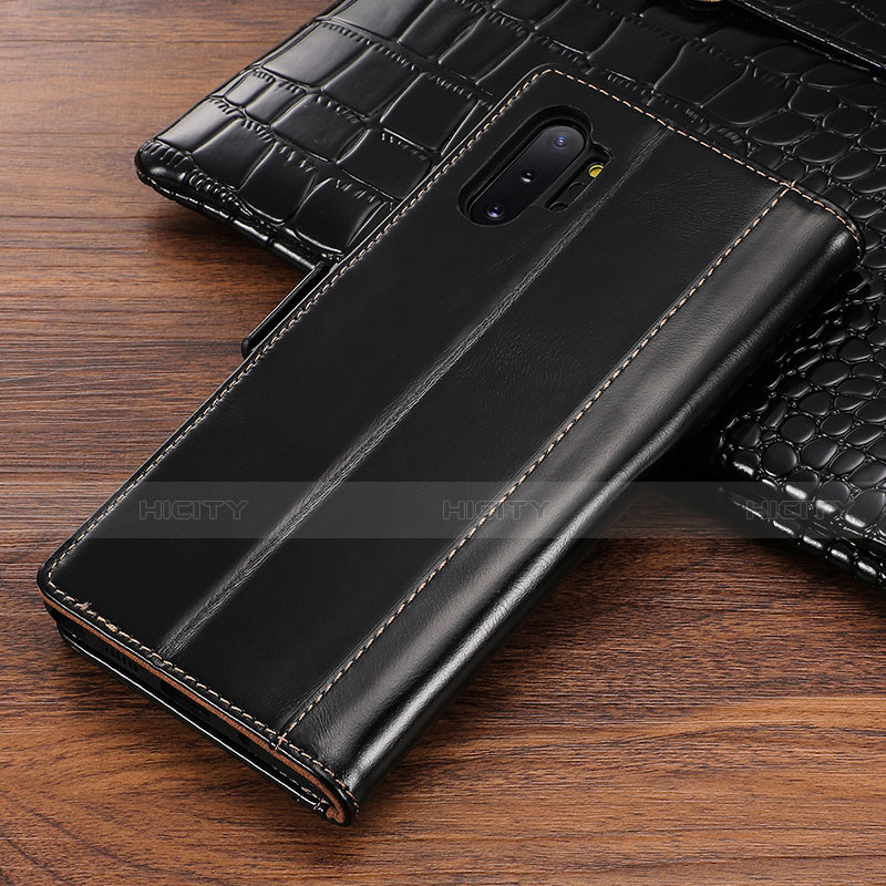 Handytasche Stand Schutzhülle Leder Hülle P01 für Samsung Galaxy Note 10 Plus 5G Schwarz Plus
