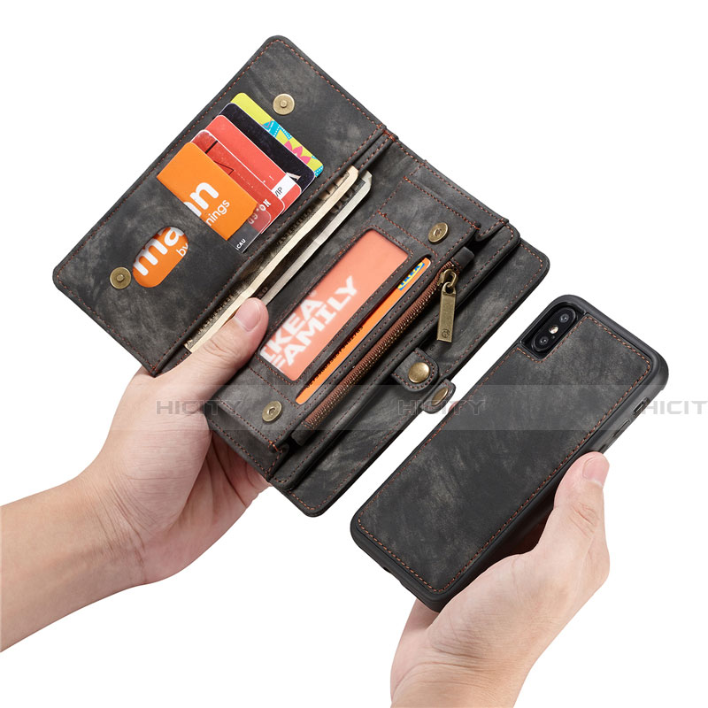 Handytasche Stand Schutzhülle Leder Hülle T03 für Apple iPhone X groß