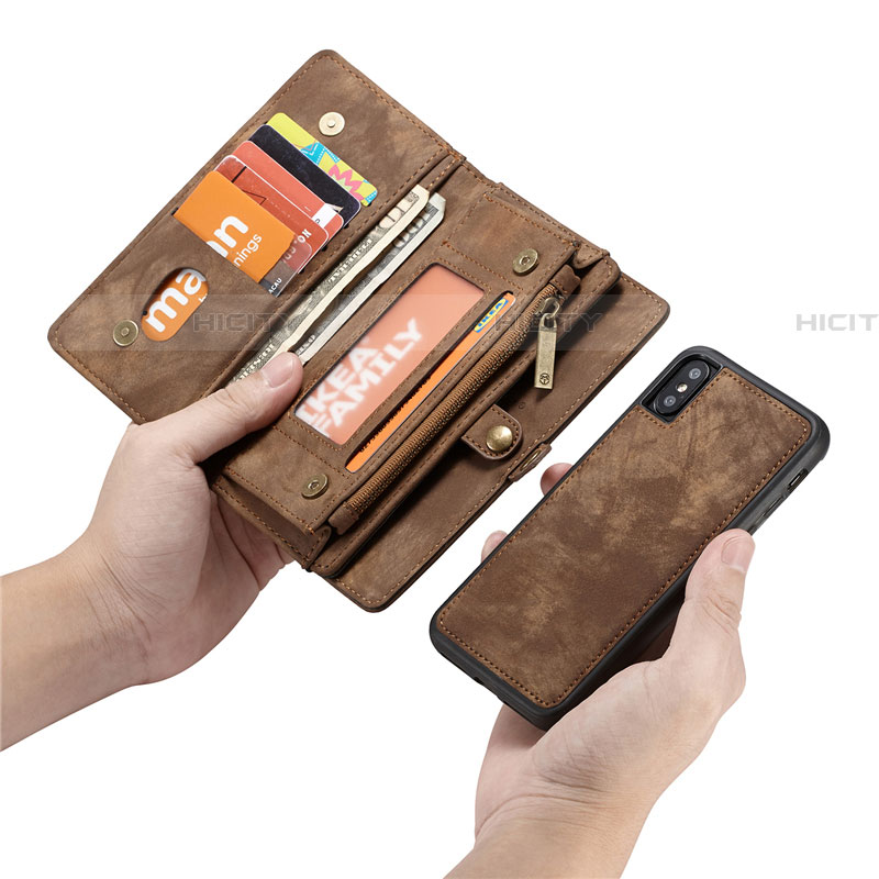 Handytasche Stand Schutzhülle Leder Hülle T03 für Apple iPhone Xs groß