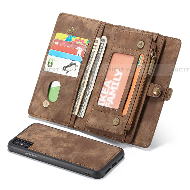 Handytasche Stand Schutzhülle Leder Hülle T03 für Apple iPhone Xs Braun Plus