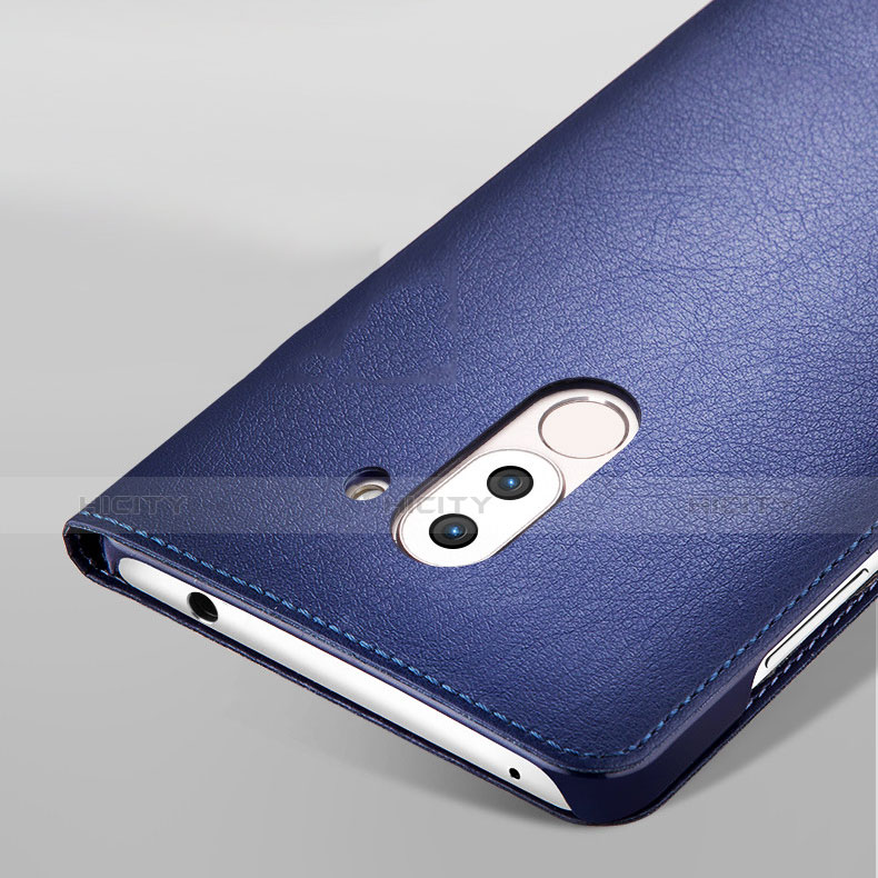 Handytasche Stand Schutzhülle Leder L01 für Huawei Honor 6X Blau groß