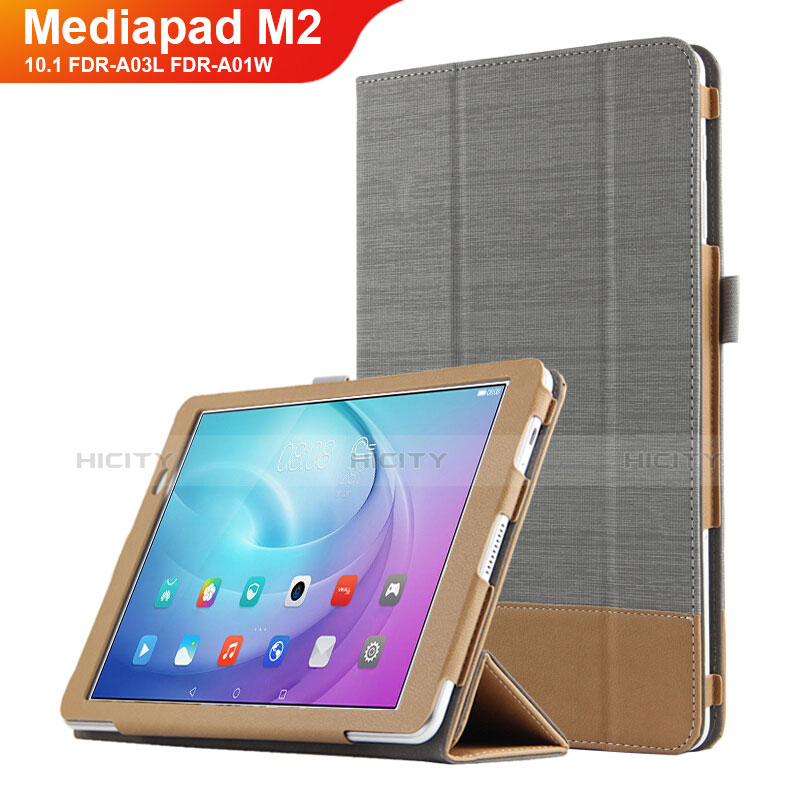 Handytasche Stand Schutzhülle Leder L01 für Huawei MediaPad M2 10.1 FDR-A03L FDR-A01W Grau