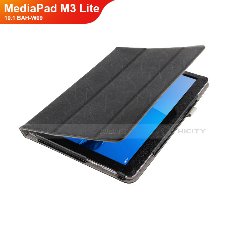 Handytasche Stand Schutzhülle Leder L01 für Huawei MediaPad M3 Lite 10.1 BAH-W09 Schwarz Plus