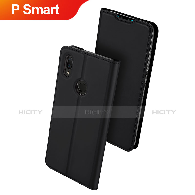 Handytasche Stand Schutzhülle Leder L01 für Huawei P Smart (2019) Schwarz Plus