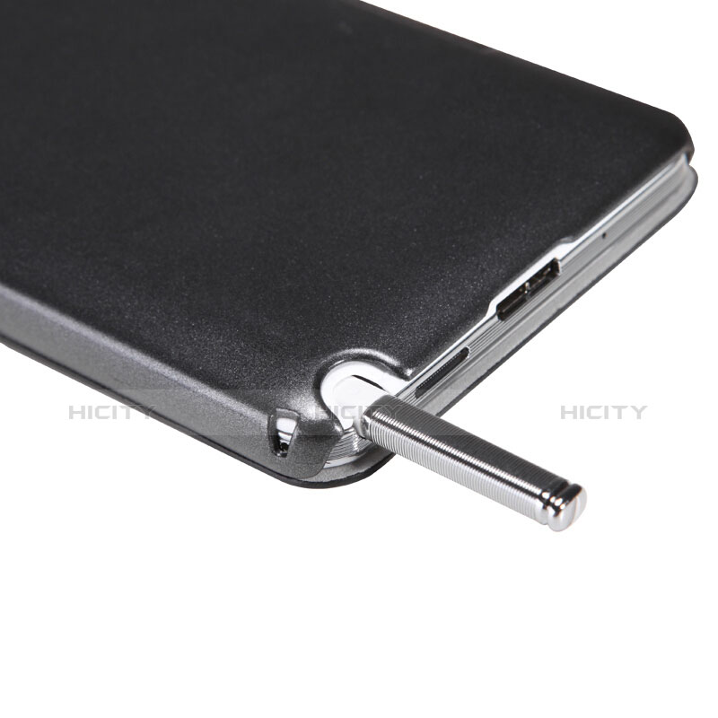 Handytasche Stand Schutzhülle Leder L01 für Samsung Galaxy Note 3 N9000 Schwarz groß