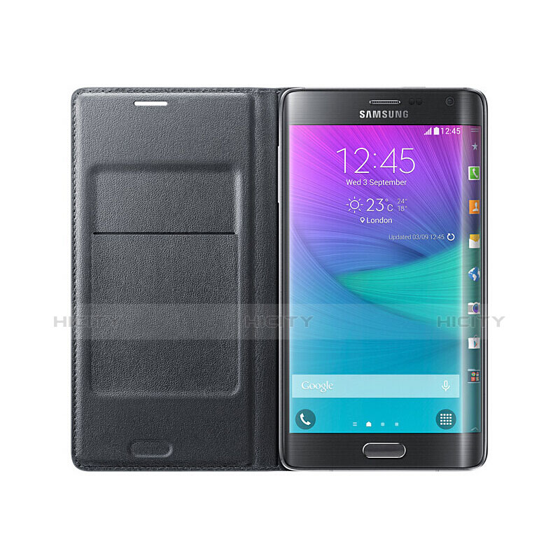 Handytasche Stand Schutzhülle Leder L01 für Samsung Galaxy Note Edge SM-N915F Schwarz groß