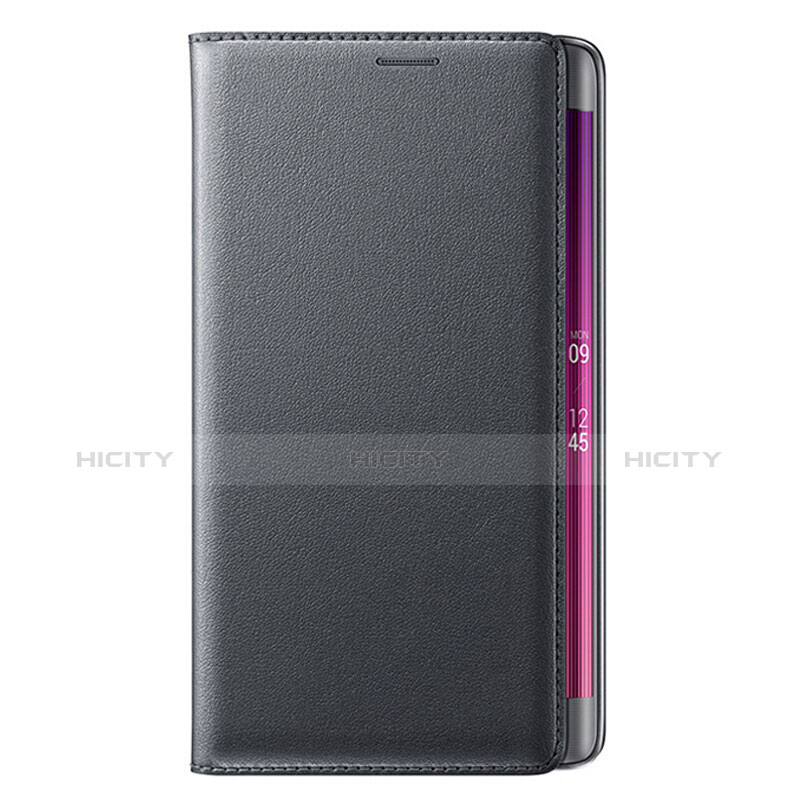 Handytasche Stand Schutzhülle Leder L01 für Samsung Galaxy Note Edge SM-N915F Schwarz groß