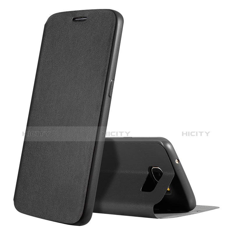 Handytasche Stand Schutzhülle Leder L01 für Samsung Galaxy S7 Edge G935F Schwarz Plus