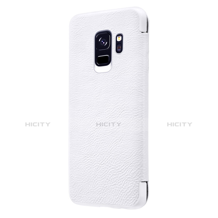 Handytasche Stand Schutzhülle Leder L01 für Samsung Galaxy S9 Weiß groß