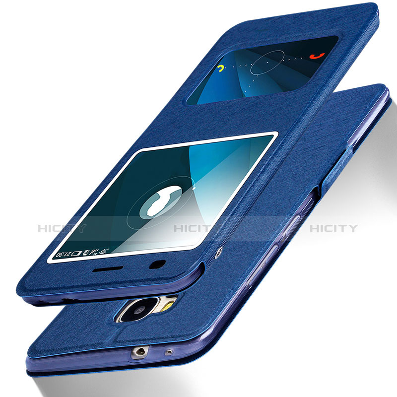 Handytasche Stand Schutzhülle Leder L02 für Huawei Honor 5X Blau