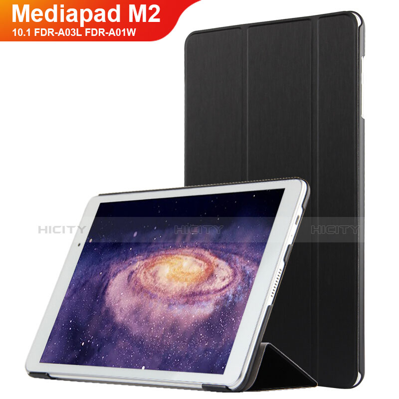 Handytasche Stand Schutzhülle Leder L02 für Huawei MediaPad M2 10.1 FDR-A03L FDR-A01W Schwarz