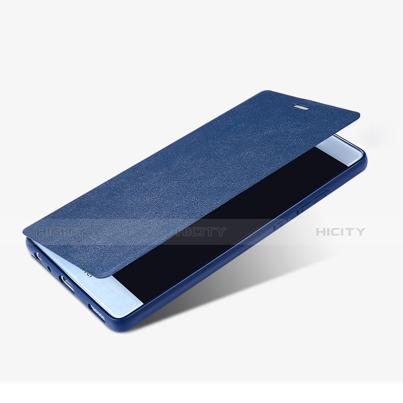 Handytasche Stand Schutzhülle Leder L02 für Huawei P9 Blau groß