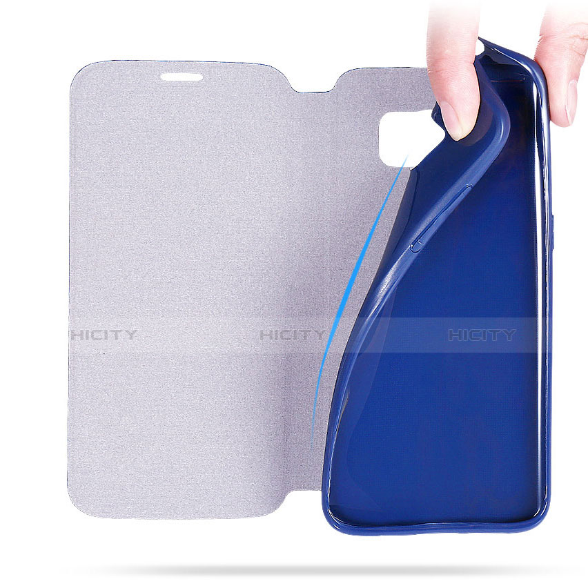 Handytasche Stand Schutzhülle Leder L02 für Samsung Galaxy S7 Edge G935F Blau groß