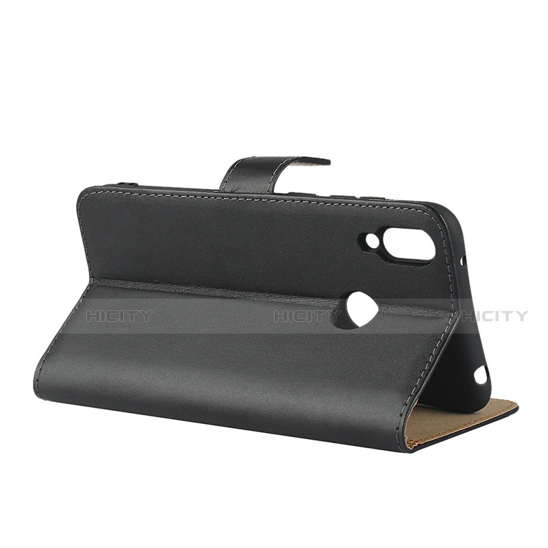 Handytasche Stand Schutzhülle Leder L03 für Huawei Y7 (2019) Schwarz groß