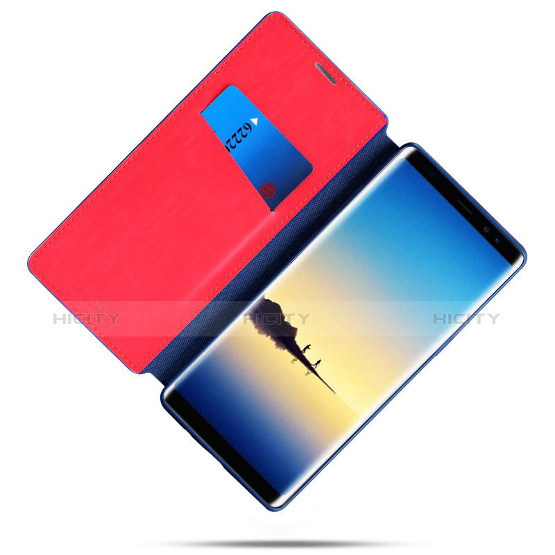 Handytasche Stand Schutzhülle Leder L03 für Samsung Galaxy Note 8 Duos N950F Blau groß