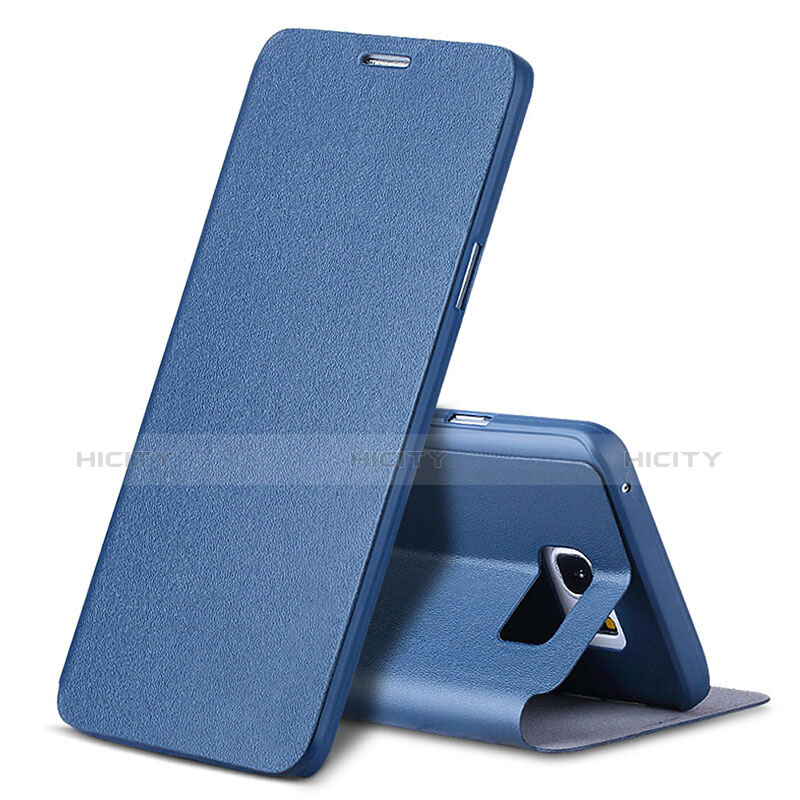 Handytasche Stand Schutzhülle Leder L04 für Samsung Galaxy Note 5 N9200 N920 N920F Blau Plus
