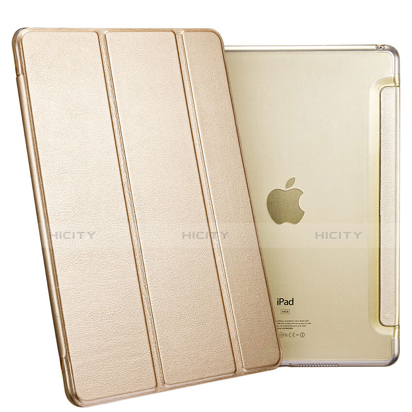 Handytasche Stand Schutzhülle Leder L06 für Apple iPad Mini 4 Gold groß