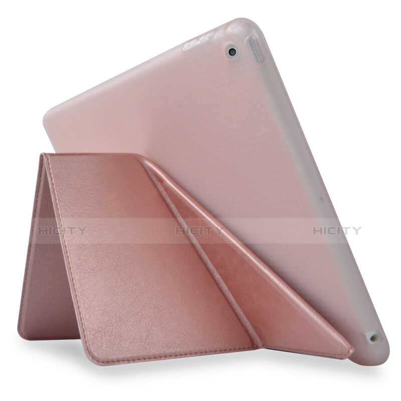 Handytasche Stand Schutzhülle Leder L08 für Apple New iPad 9.7 (2017) Rosegold groß