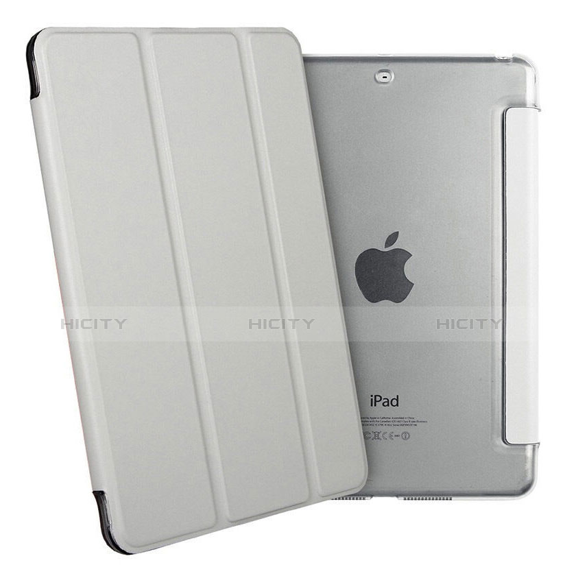 Handytasche Stand Schutzhülle Leder mit Display Schutz Folie Gehärtetes Glas für Apple iPad Mini Silber groß