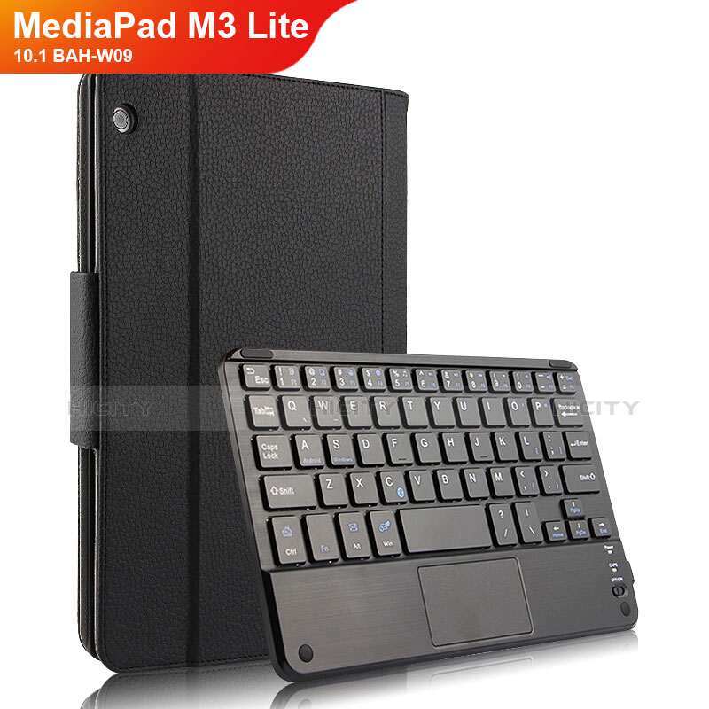 Handytasche Stand Schutzhülle Leder mit Tastatur für Huawei MediaPad M3 Lite 10.1 BAH-W09 Schwarz Plus