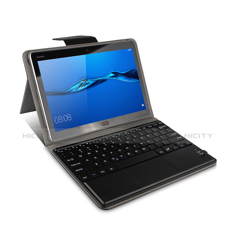 Handytasche Stand Schutzhülle Leder mit Tastatur für Huawei MediaPad M3 Lite 10.1 BAH-W09 Schwarz groß