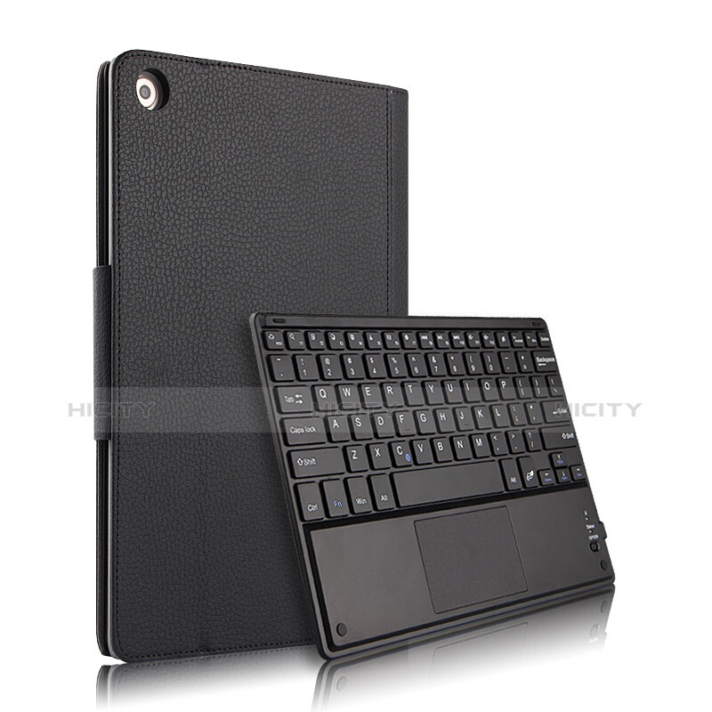 Handytasche Stand Schutzhülle Leder mit Tastatur für Huawei MediaPad M5 Lite 10.1 Schwarz