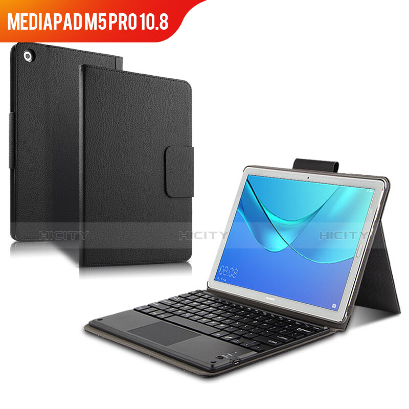 Handytasche Stand Schutzhülle Leder mit Tastatur für Huawei MediaPad M5 Pro 10.8 Schwarz Plus