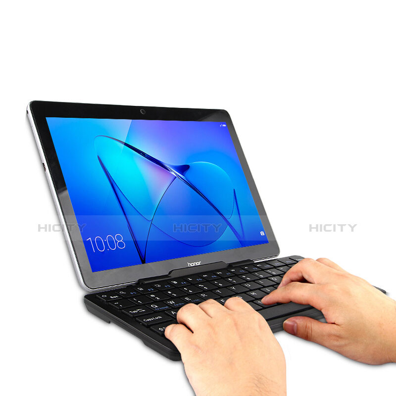 Handytasche Stand Schutzhülle Leder mit Tastatur L01 für Huawei MediaPad M5 10.8 Schwarz groß