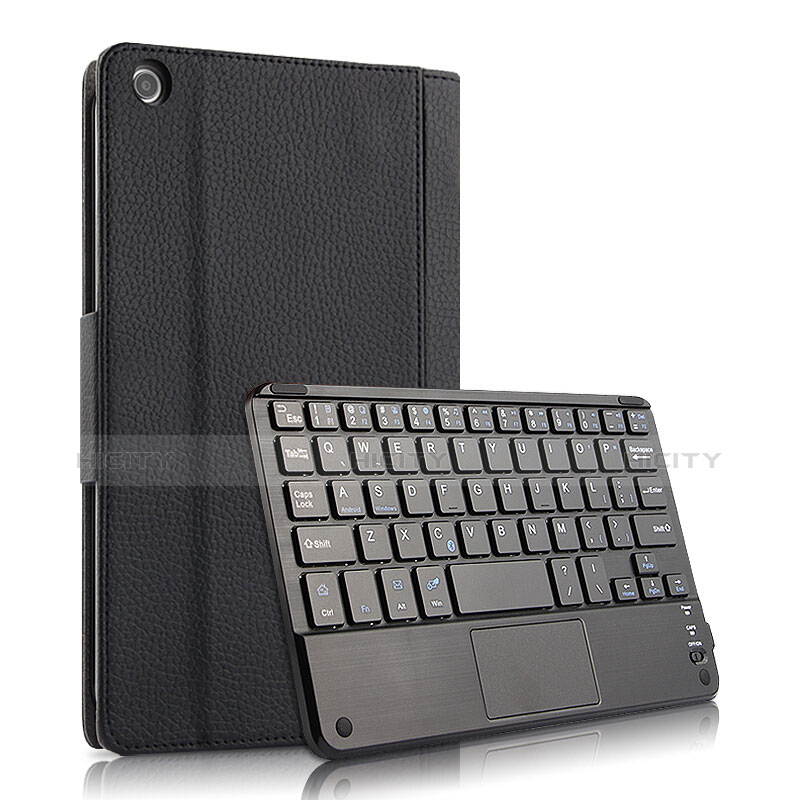Handytasche Stand Schutzhülle Leder mit Tastatur L02 für Huawei MediaPad M3 Lite 10.1 BAH-W09 Schwarz