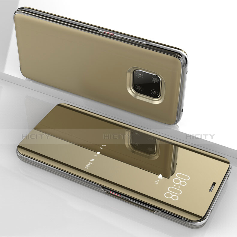 Handytasche Stand Schutzhülle Leder Rahmen Spiegel Tasche für Huawei Mate 20 Pro Gold Plus