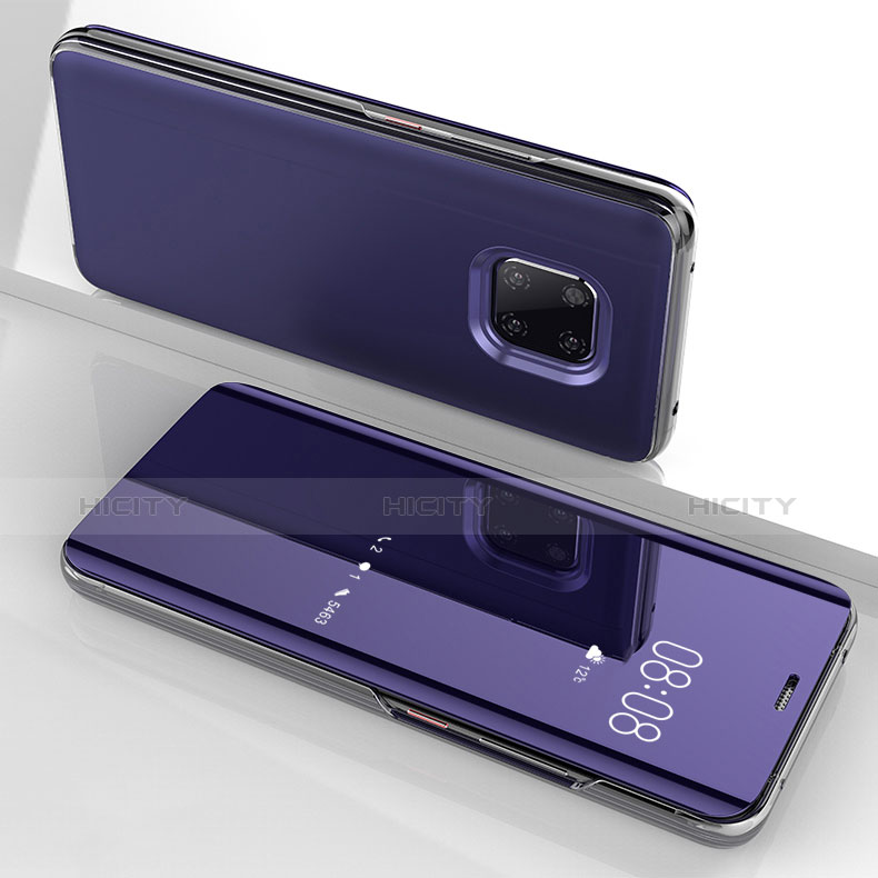Handytasche Stand Schutzhülle Leder Rahmen Spiegel Tasche für Huawei Mate 20 Pro Violett Plus