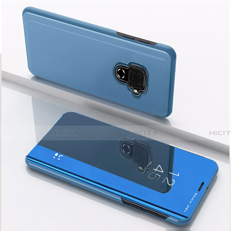 Handytasche Stand Schutzhülle Leder Rahmen Spiegel Tasche für Huawei Mate 30 Lite Blau