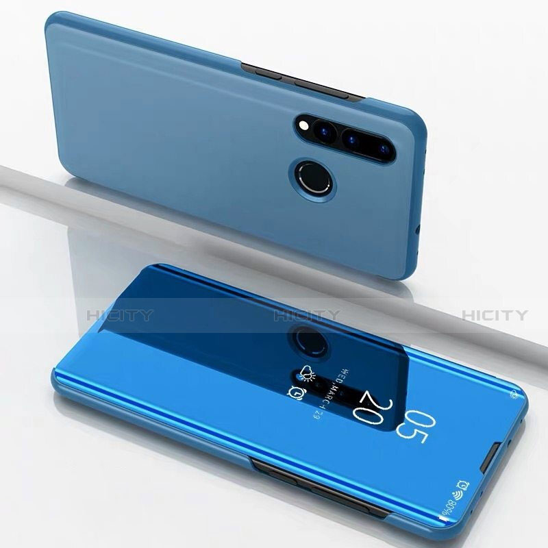 Handytasche Stand Schutzhülle Leder Rahmen Spiegel Tasche für Huawei P30 Lite New Edition Blau