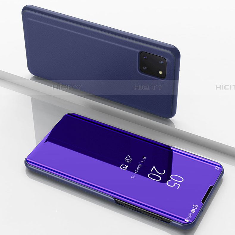Handytasche Stand Schutzhülle Leder Rahmen Spiegel Tasche für Samsung Galaxy A81 Violett Plus
