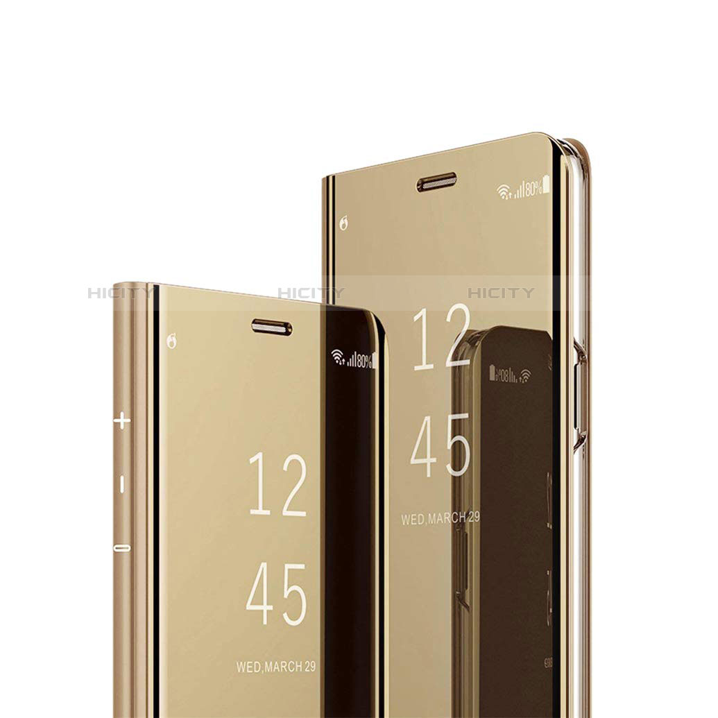 Handytasche Stand Schutzhülle Leder Rahmen Spiegel Tasche für Sony Xperia 1 Gold