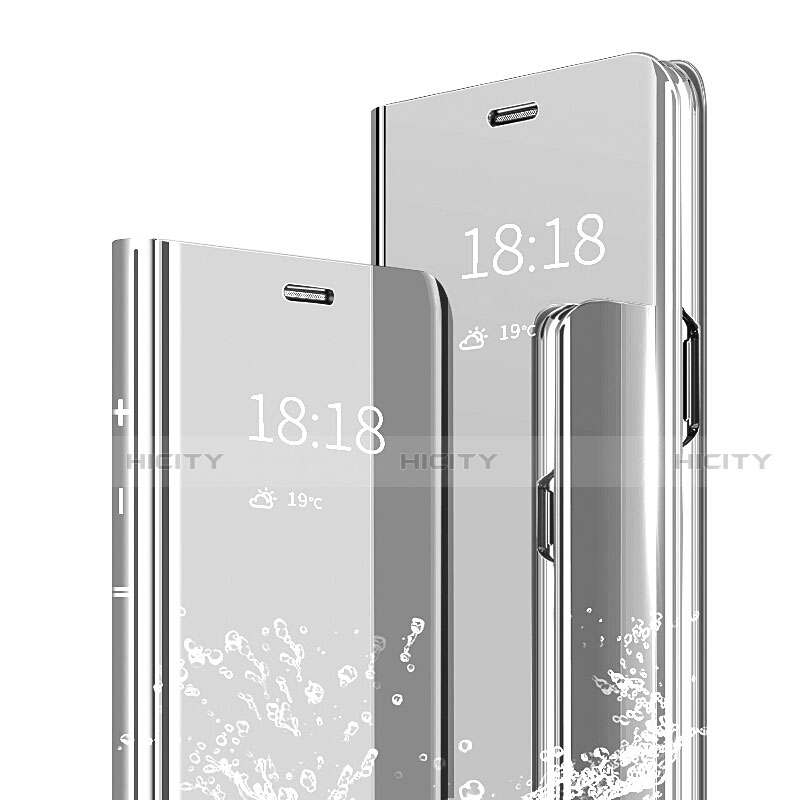 Handytasche Stand Schutzhülle Leder Rahmen Spiegel Tasche für Xiaomi Mi 6X Silber Plus