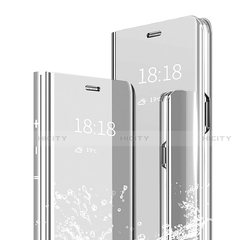 Handytasche Stand Schutzhülle Leder Rahmen Spiegel Tasche für Xiaomi Mi 9 Silber Plus