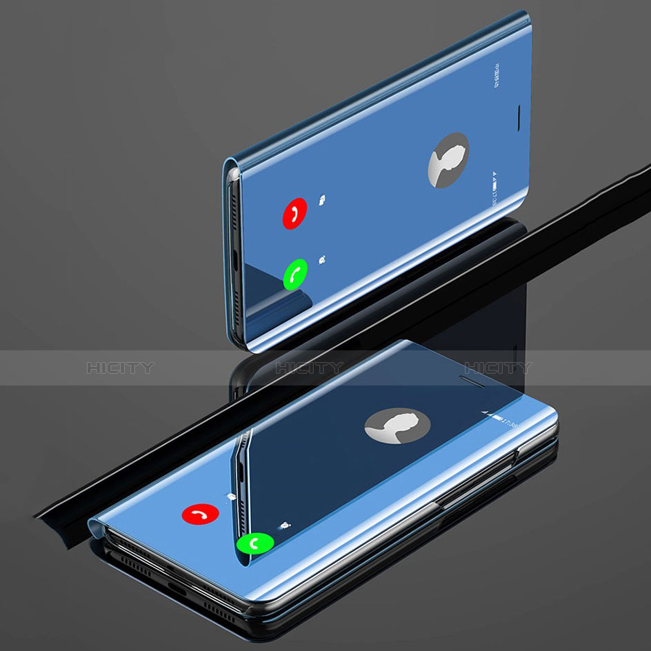 Handytasche Stand Schutzhülle Leder Rahmen Spiegel Tasche für Xiaomi Mi A3 Blau Plus