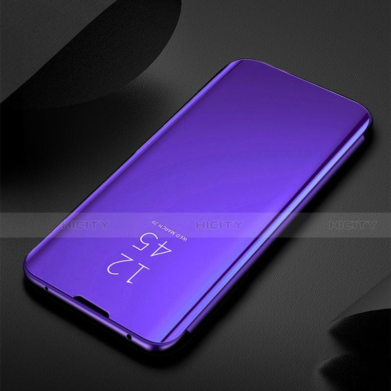 Handytasche Stand Schutzhülle Leder Rahmen Spiegel Tasche für Xiaomi Redmi Note 8 (2021) Violett